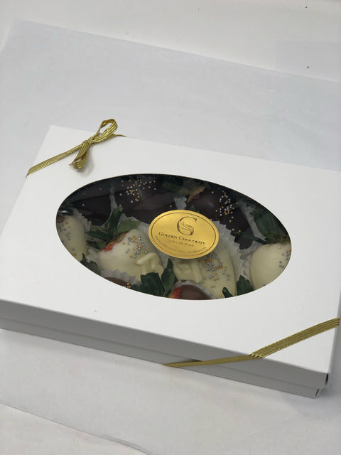 Boîte de fraises lettres en chocolat